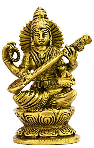 Exotic India Devi Sarasvati – Messing Statue von Exotic India