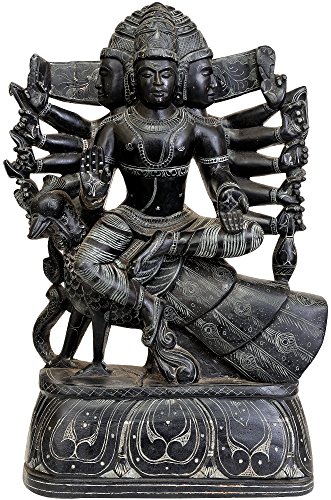 Exotic India Six Headed Karttikeya (Murugan) Seated on Peacock - Stone Statue from Mahabalipuram von Exotic India