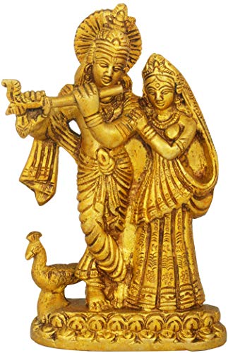 Exotic India The Divine Lovers - Radha Krishna - Brass Statue von Exotic India