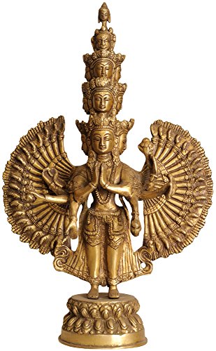 Exotic India The Tausend Arms of Avalokiteshvara, Aus natürlichem Messing, 3.5 x 9 x 14.5-Inch von Exotic India