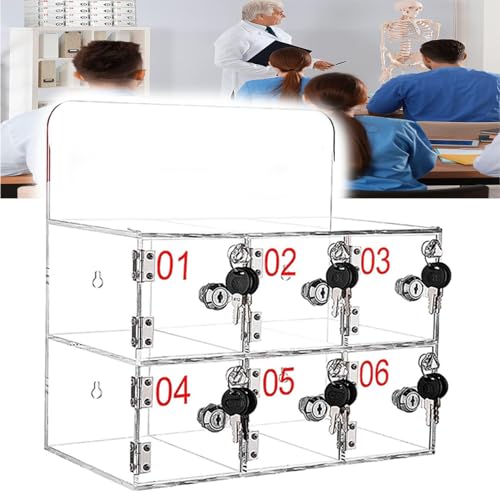 ExoticaBlend Durchsichtige Handy-Schließfächer, Handy-Aufbewahrungsbox mit Schlüsseln, Acryl-Handy für das Schulbüro,6Slots von ExoticaBlend