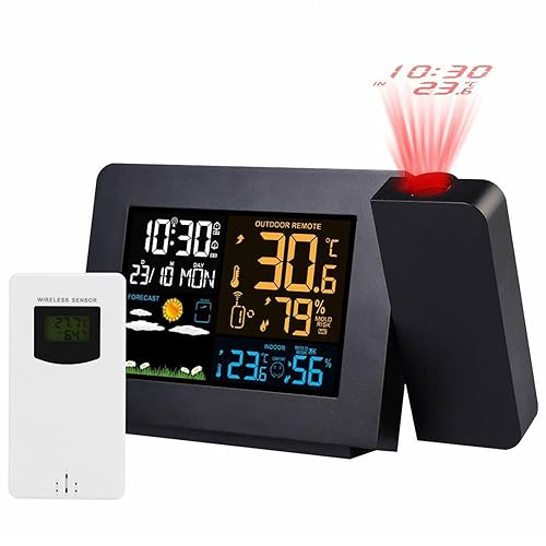 ExoticaBlend Projektionswecker Digitaler Wecker mit Projektion Wetterstation Wecker Projektionsuhr mit Außensensor zeigt Innen- und Außentemperatur ExoticaBlend Projektionswecker Digitaler Wecker mit Projektion Wetterstation Wecker Projektionsuhr mit Außensensor zeigt Innen- und Außentemperatur von ExoticaBlend