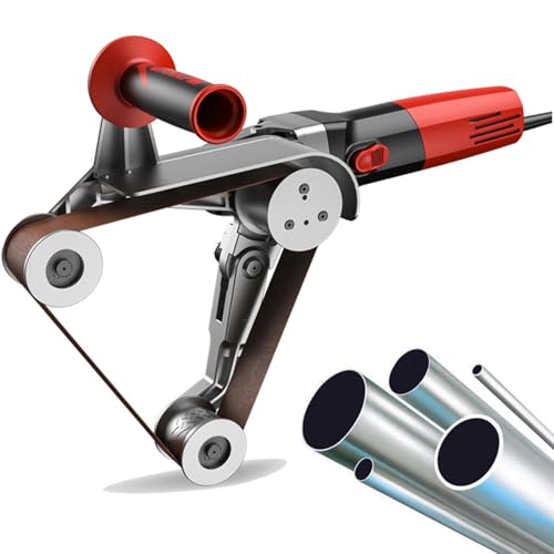 Rohrschleifer, 1100 W Rohrbandschleifer mit 6 variablen Geschwindigkeiten, professionelle Bandschleifer-Schleifmaschine mit 5 Schleifbändern zum Polieren, Finishen, Entrosten,3Roller von ExoticaBlend