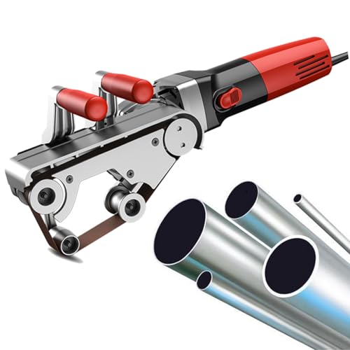 Rohrschleifer, 1100 W Rohrbandschleifer mit 6 variablen Geschwindigkeiten, professionelle Bandschleifer-Schleifmaschine mit 5 Schleifbändern zum Polieren, Finishen, Entrosten,4Roller von ExoticaBlend