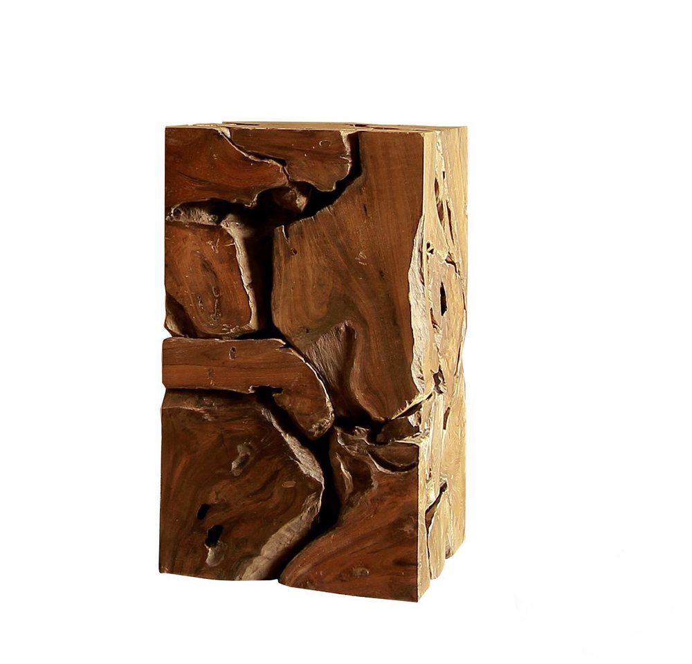 ExotischerLeben Ablagetisch Teak Holz Säule XILON quadratisch in 2 Höhen von ExotischerLeben