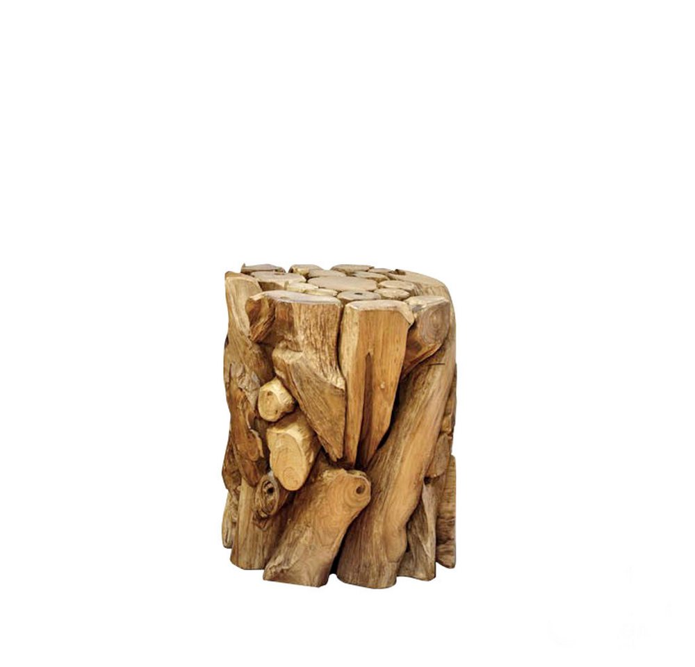 ExotischerLeben Ablagetisch XILON Holzsäule Podest Teakholz massiv 100% Handarbeit (1-St) von ExotischerLeben