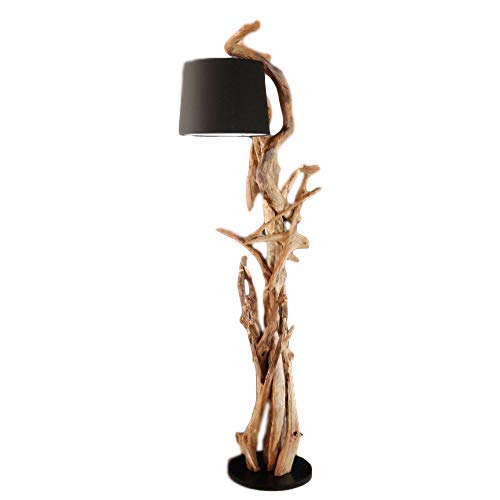Designer Stehlampe Holz MORGAN | Teakholz Stehlampe mit Zertifikat | Wurzelholz Unikat Handarbeit | Höhe 190 cm | Lampenschirm: Schwarz | Für Wohnzimmer, Büro u. Praxis | Treibholz Lampe Unikat Designer Stehlampe Holz MORGAN | Teakholz Stehlampe mit Zertifikat | Wurzelholz Unikat Handarbeit | Höhe 190 cm | Lampenschirm: Schwarz | Für Wohnzimmer, Büro u. Praxis | Treibholz Lampe Unikat von Exotischerleben
