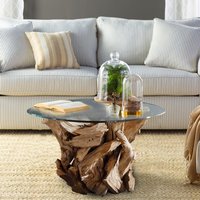 Wurzelholz Couchtisch Rund Mit Glasplatte 80cm | in Handarbeit Gefertigt Aus Zertifiziertem Holz von Exotischerleben