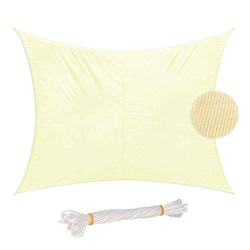 Expand Sonnensegel Rechteck Sonnenschutz für den Garten, Terrasse, Balkon, Pool, Spielplatz Schattenspender Windschutz Beschattung wasserabweisend mit UV Schutz HDPE Creme 2x3m von Expand