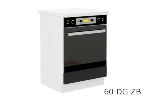 Expedo Einbauschrank für Küche mit Arbeitsplatte Epsilon 60 DG ZB, 60x82x60, schwarz/weiß von Expedo