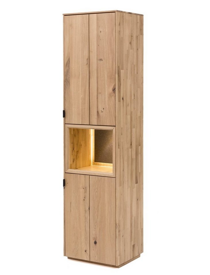 expendio Vitrine Porto 4 Eiche bianco massiv 50x203x42 cm mit Steinrückwand von Expendio