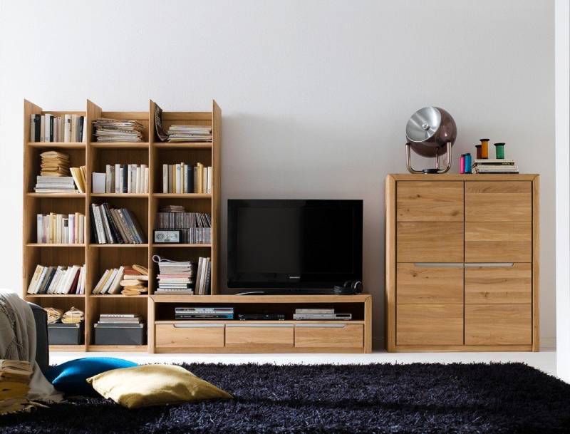 expendio Wohnwand Pisa 21, (Spar-Set, 3-St), Eiche bianco massiv mit Softclose-Funktion von Expendio