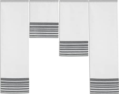 Experience by Omega 3er Set Miniflächen 4er Set Scheibengardine Küchengardine Tunnelzug Bistrogardine Größe 4 x 30 x 100/60/40/100 cm, Farbe 4028 02 - Weiß/Anthrazit von Experience by Omega