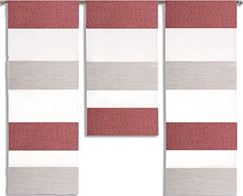 Experience by Omega 3er Set Miniflächen 4er Set Scheibengardine Küchengardine Tunnelzug Bistrogardine Farbe 2280 09 - Weiß/Rot, Größe 3 x 30 x 80/60/80 cm von Experience by Omega