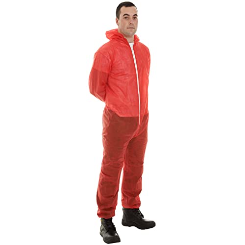 Einweg-Overall, weiß, blau, rot, Maler-Schutzanzug (XL, rot, 10) von Expert Workwear