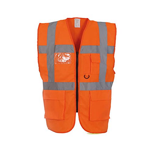 Expert Workwear Farbige Warnweste, hohe Sichtbarkeit, mit Reißverschluss und Taschen, 18 Farben (groß, orange) von Expert Workwear
