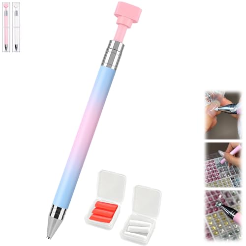 Explcior Automatisch Nachfüllbarer Wachsstift Mit Wachs, Für Diamantkunst-Nagel-DIY-Bastelarbeiten, Rotierender Push-Nagel-Diamantkunst-Malerei-Punktierstift(Blue) von Explcior