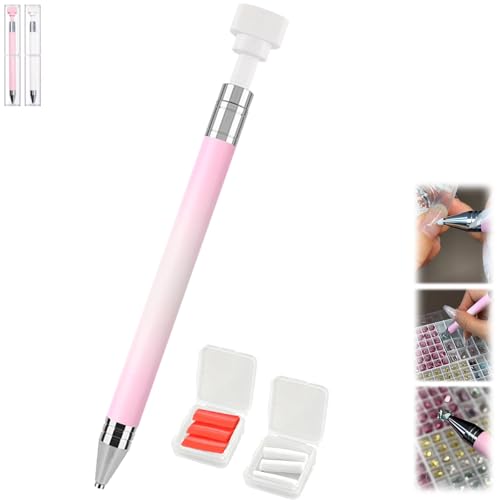 Explcior Automatisch Nachfüllbarer Wachsstift Mit Wachs, Für Diamantkunst-Nagel-DIY-Bastelarbeiten, Rotierender Push-Nagel-Diamantkunst-Malerei-Punktierstift(Pink1) von Explcior