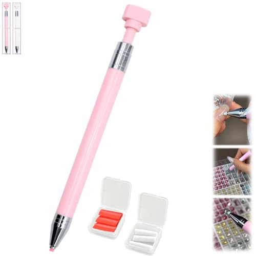 Explcior Automatisch Nachfüllbarer Wachsstift Mit Wachs, Für Diamantkunst-Nagel-DIY-Bastelarbeiten, Rotierender Push-Nagel-Diamantkunst-Malerei-Punktierstift(Pink2) von Explcior