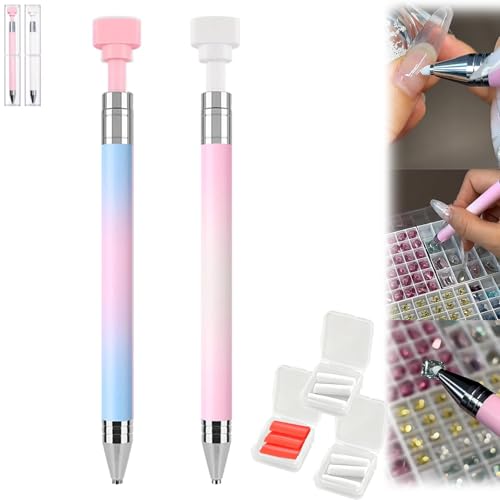 Explcior Automatisch Nachfüllbarer Wachsstift Mit Wachs, Für Diamantkunst-Nagel-DIY-Bastelarbeiten, Rotierender Push-Nagel-Diamantkunst-Malerei-Punktierstift(Set2) von Explcior