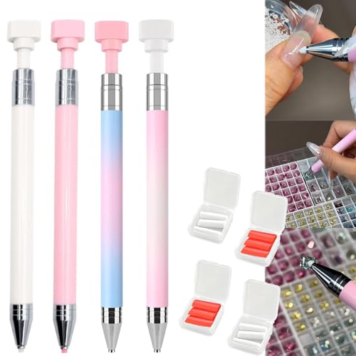 Explcior Automatisch Nachfüllbarer Wachsstift Mit Wachs, Für Diamantkunst-Nagel-DIY-Bastelarbeiten, Rotierender Push-Nagel-Diamantkunst-Malerei-Punktierstift(Set3) von Explcior