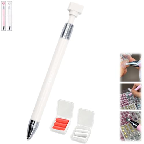 Explcior Automatisch Nachfüllbarer Wachsstift Mit Wachs, Für Diamantkunst-Nagel-DIY-Bastelarbeiten, Rotierender Push-Nagel-Diamantkunst-Malerei-Punktierstift(Weiß) von Explcior