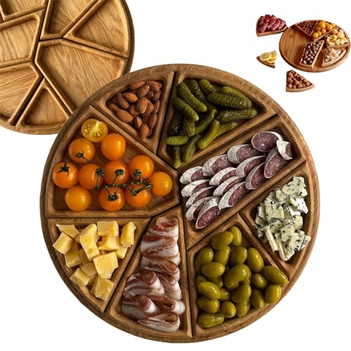 Puzzle-Serviertablett Mit 8 Herausnehmbaren Fächern, Rundes Puzzle-Esstablett Aus Holz, Set Mit 8 Unregelmäßigen Rustikalen Platten Für Unterhaltung, Frühstück, Couchtisch, Geschenk(L) von Explcior