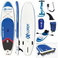 EXPLORER Inflatable SUP-Board "Hybrid 10.6 Doppelkammer Komplettset", (9 tlg.), mit Paddel, Kajaksitz, Pumpe, Fangleine, Packsack von Explorer