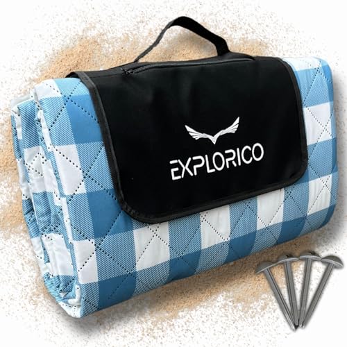 Explorico Picknickdecke 200x200 cm – groß, wasserdicht, sandfrei, isoliert & waschbar – XXL Outdoor Decke, Stranddecke, Strandmatte & Campingdecke mit Tragegriff für Park, Garten, Strand & Festival Explorico Picknickdecke 200x200 cm – groß, wasserdicht, sandfrei, isoliert & waschbar – XXL Outdoor Decke, Stranddecke, Strandmatte & Campingdecke mit Tragegriff für Park, Garten, Strand & Festival von Explorico