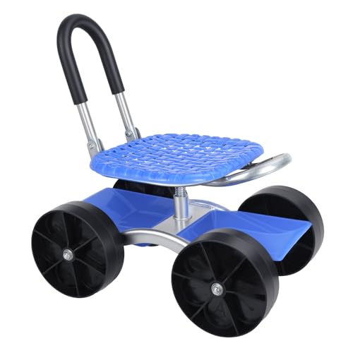 Explorinox Gartenhocker mit Rollen, Kniebank für Gartenarbeit höhenverstellbar, Rollhocker Gartenwagen mit Aufbewahrungskorb, Werkstatthocker für Senioren und Heimwerker von Explorinox