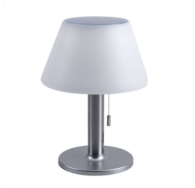 Expo Börse Außen-Tischleuchte, LED-Leuchtmittel fest verbaut, Kaltweiß, Tischlampe Außenbereich Solarlampe weiß Gartenleuchte, Akku von Expo Börse