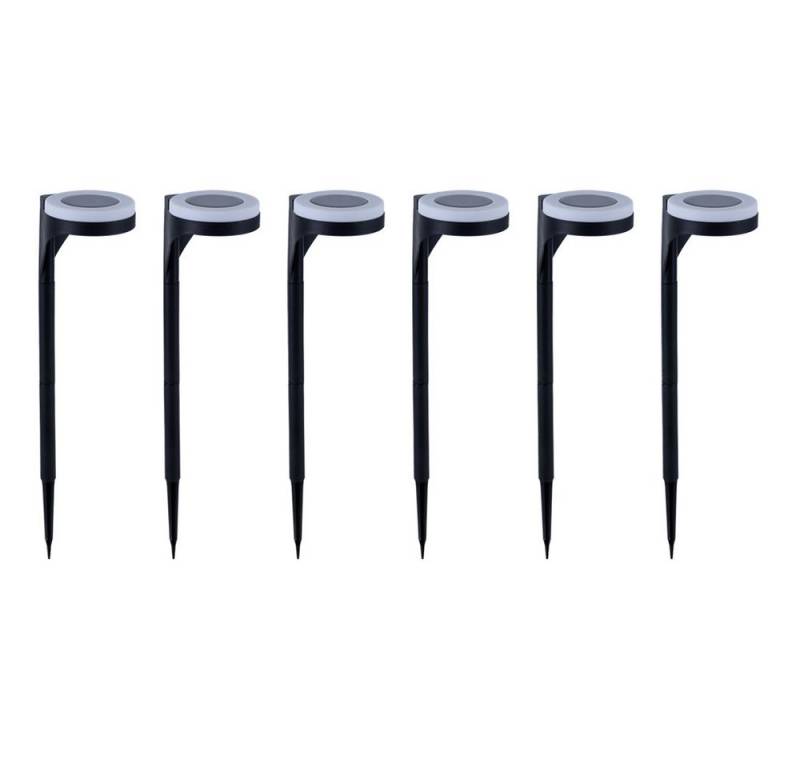 Expo Börse LED Solarleuchte, LED-Leuchtmittel fest verbaut, Warmweiß, Solarleuchte Außenlampe Steckleuchte LED Erdspieß schwarz Garten 6x von Expo Börse