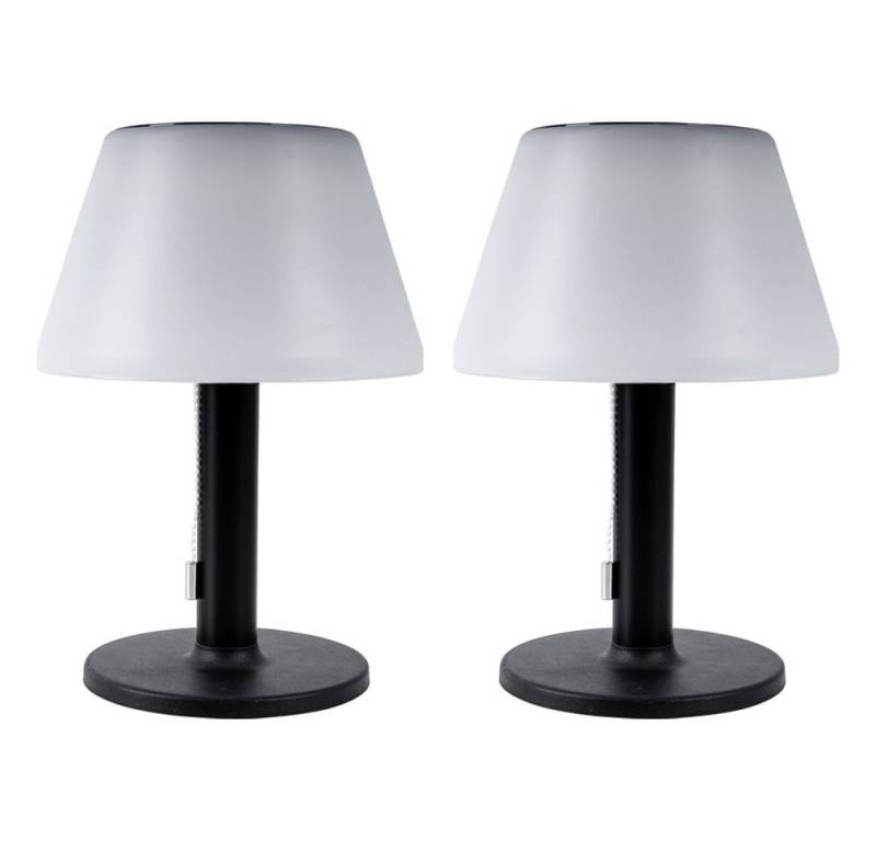 Expo Börse LED Solarleuchte, LED-Leuchtmittel fest verbaut, Warmweiß, Tischlampe Solarleuchte Außenlampe LED Balkonlampe 3 Stufen H 28 cm 2x von Expo Börse
