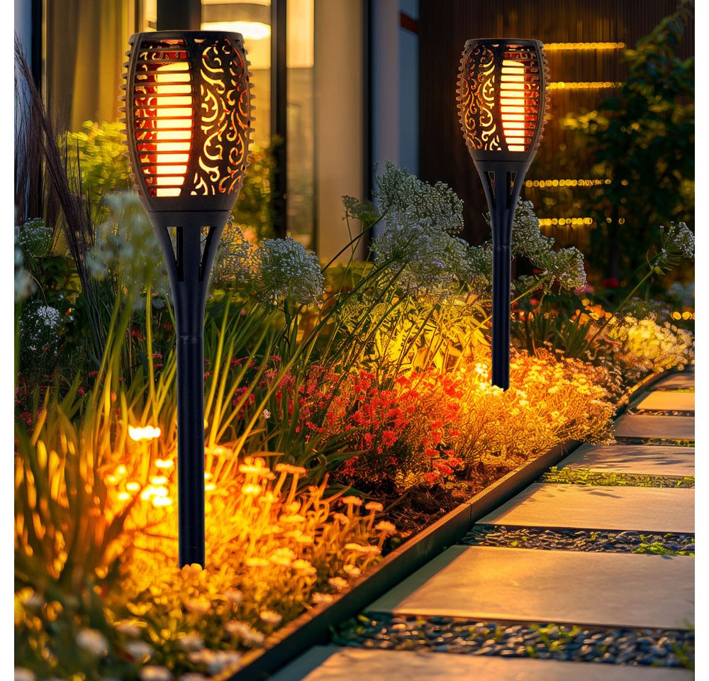 Expo Börse LED Solarleuchte, Solarlampe Gartenleuchte Außenlampe LED Feuereffekt Fackel H 78 cm 2x von Expo Börse