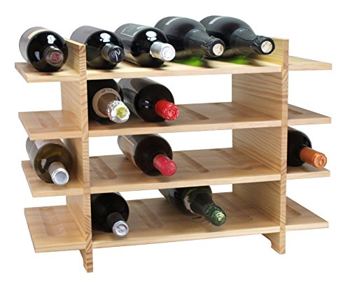 Expovinalia LAMINIERTE BIRKE HOLZFLASCHE MIT 4 REGALEN 24 / B, Holz, Dunkle Eiche, 42 x 56 x 28 cm von Expovinalia
