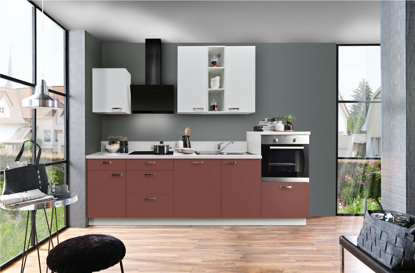 Express Küchen Küchenzeile Bari, mit Soft-Close-Funktion und Vollauszügen, vormontiert, Breite 280 cm von Express Küchen