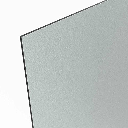 Alu DIBOND® Platte Bulterfinish Edelstahl gebürstet für Werbetafeln, Beschilderung, Displays, Messebau, Maße: 25 x 25 cm, Stärke: 3 mm von ExpressZuschnitt.de