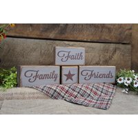 Familie Glaube Freunde Mit Stern 4 Stück Massivholz Block Set Rustikal Antik Und Distressed, Stapeln Sie Die Art, Wie Sie Wollen, Macht Ein Tolles von ExpressionsNmore