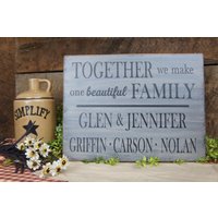 Personalisiertes Familienschild Zusammen Wir Machen Eine Schöne Familie - Wundervolle Adoption Oder Familiengeschenk Komplett Mit Namen von ExpressionsNmore