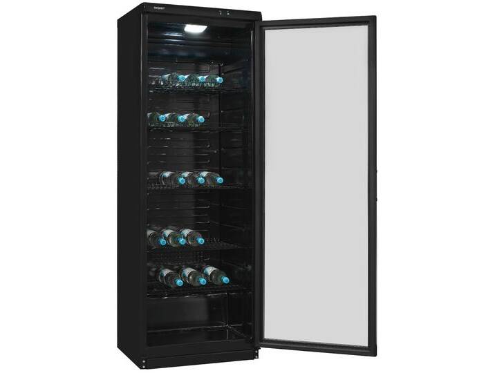 EXQUISIT Getränkekühlschrank GKS350-1-GT-280D , D (A-G), silber (schwarz), Rechtsanschlag, Kühlschränke, 320 L Volumen, Getränkekühlschrank mit Glastür, LED von Exquisit