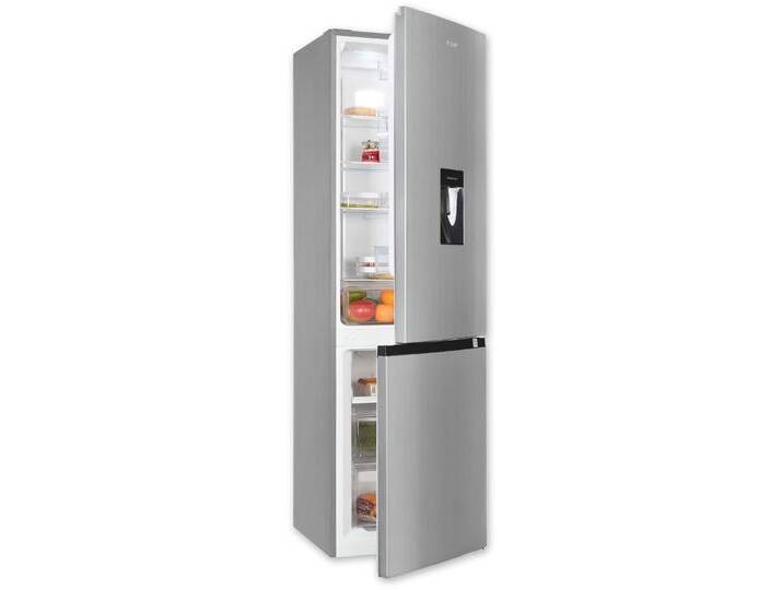 EXQUISIT Kühl-/Gefrierkombination KGC265-70-NF-WS-040C , C (A-G), silber (edelstahl), Rechtsanschlag, Kühlschränke, EEK C, 251 L Nutzinhalt, NoFrost, Wasserspender von Exquisit