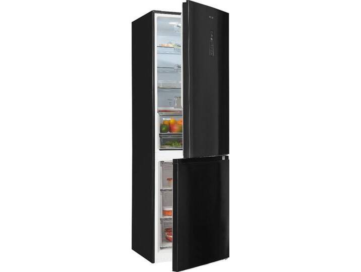 EXQUISIT Kühl-/Gefrierkombination KGC350-105-NF-040C , C (A-G), silber (inoxlook, dunkel), Rechtsanschlag, Kühlschränke, Energieeffizienzklasse C, 347 L Volumen, Total NoFrost, Display von Exquisit