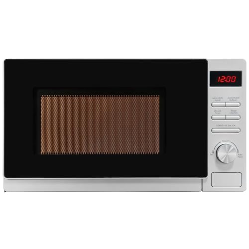 Exquisit® Kompakte Mikrowelle, Grill 1000 W, 20 Liter, silber, 8 automatische Programme, digitale Steuerung, Auftauen, Timer, Drehteller 25,5 cm von Exquisit