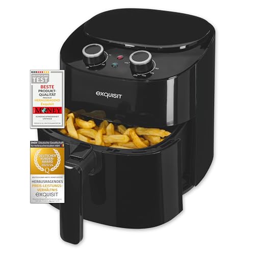 Exquisit Heissluftfriteuse FR6502 sw | 3,5 Liter | 1300 W | Timer | schwarz von Exquisit