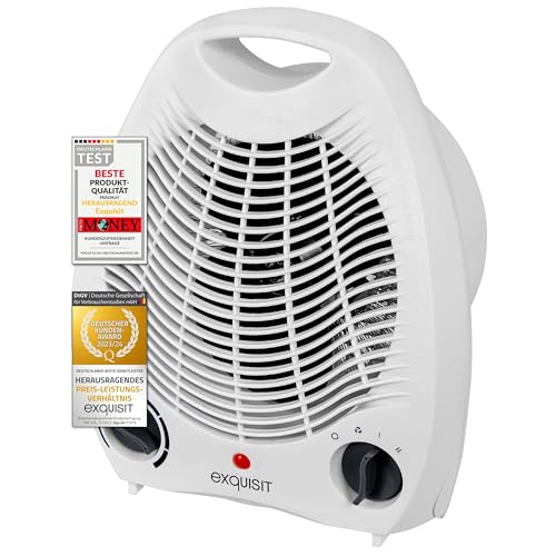 Exquisit Heizlüfter HL 32025 we | Heizlüfter 2000W & 1000W | Kaltstufe Ventilatorfunktion | Heizlüfter klein | heizen | Kippschutz | heaters for room weiß von Exquisit
