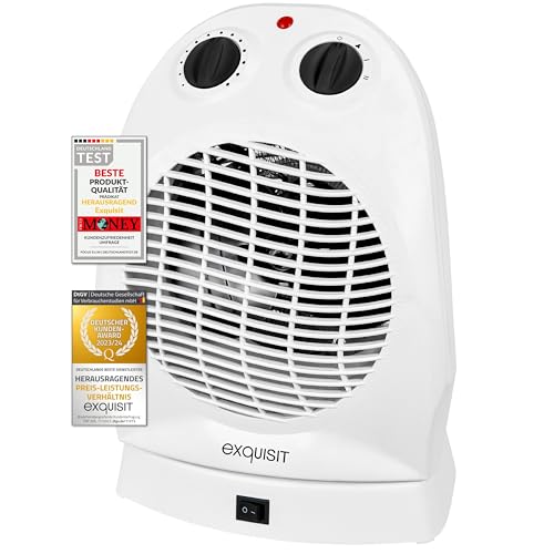 Exquisit Heizlüfter HL 32027 we | Heizlüfter 2000W & 1000W | Kaltstufe Ventilatorfunktion | Heizlüfter klein | heizen | Kippschutz | heaters for room weiß von Exquisit