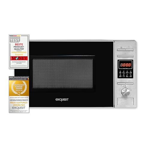 Exquisit Stand-Mikrowelle MW 820 DI | Silber | 700W | 20L | 5 Leistungsstufen | Innenbeleuchtung | Digital-Timer von Exquisit