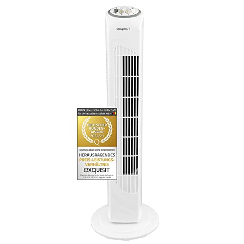 Exquisit Standventilator VS 3457 we | Ventilator | Kunststoff | 45 W Leistung | weiß | 3 Stufen | Oszillation | Kippschutz | Ventilator | mit Tragegriff | Timer von Exquisit