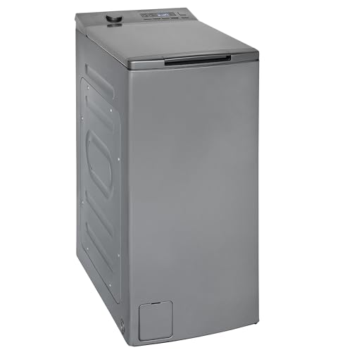 Exquisit Waschmaschine 7,5kg, Toplader, Waschmaschine schmal, Energieklasse A, 1200 U/Min, Startzeitvorwahl, Kurzprogramm, LTO51207-030A silber-dunkel von Exquisit