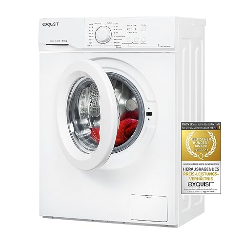 Exquisit Waschmaschine WA6110-020E | Waschmaschine 6 kg | 1000 U/Min | Trommelreinigung | 9 Waschprogramme | Kindersicherung | Washing machine von Exquisit